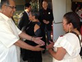Greeting guests at MICOP's Night in Oaxaca