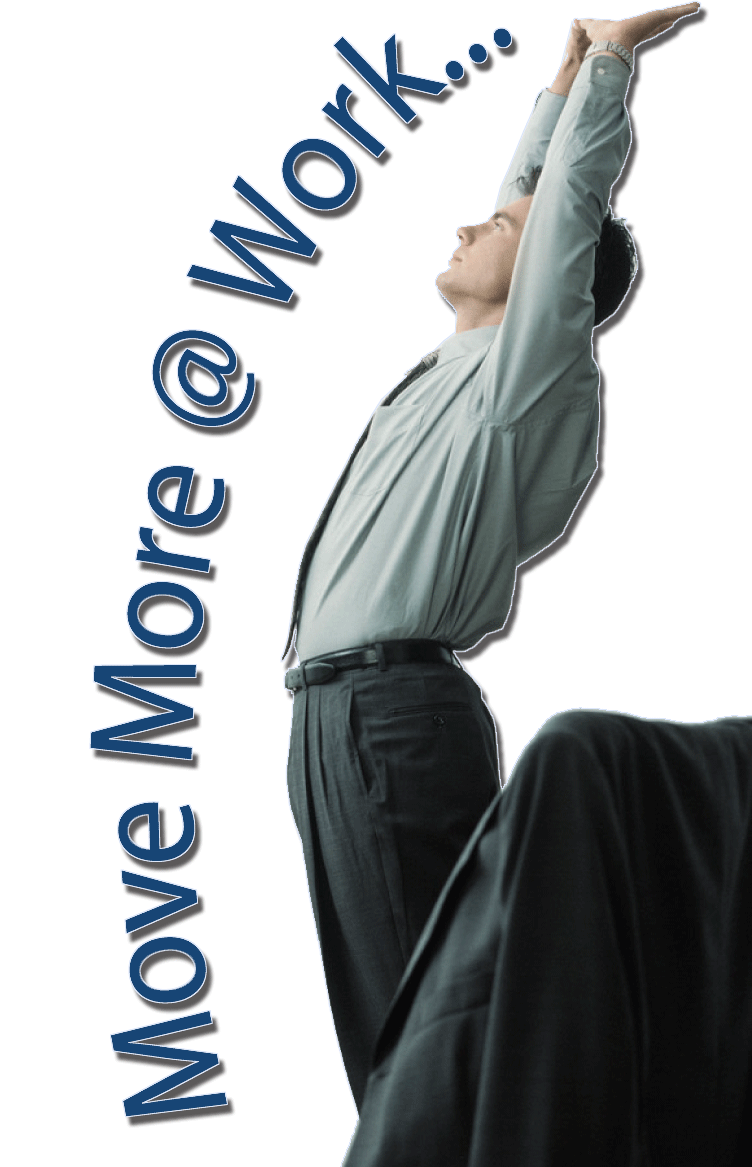 man stretching at desk