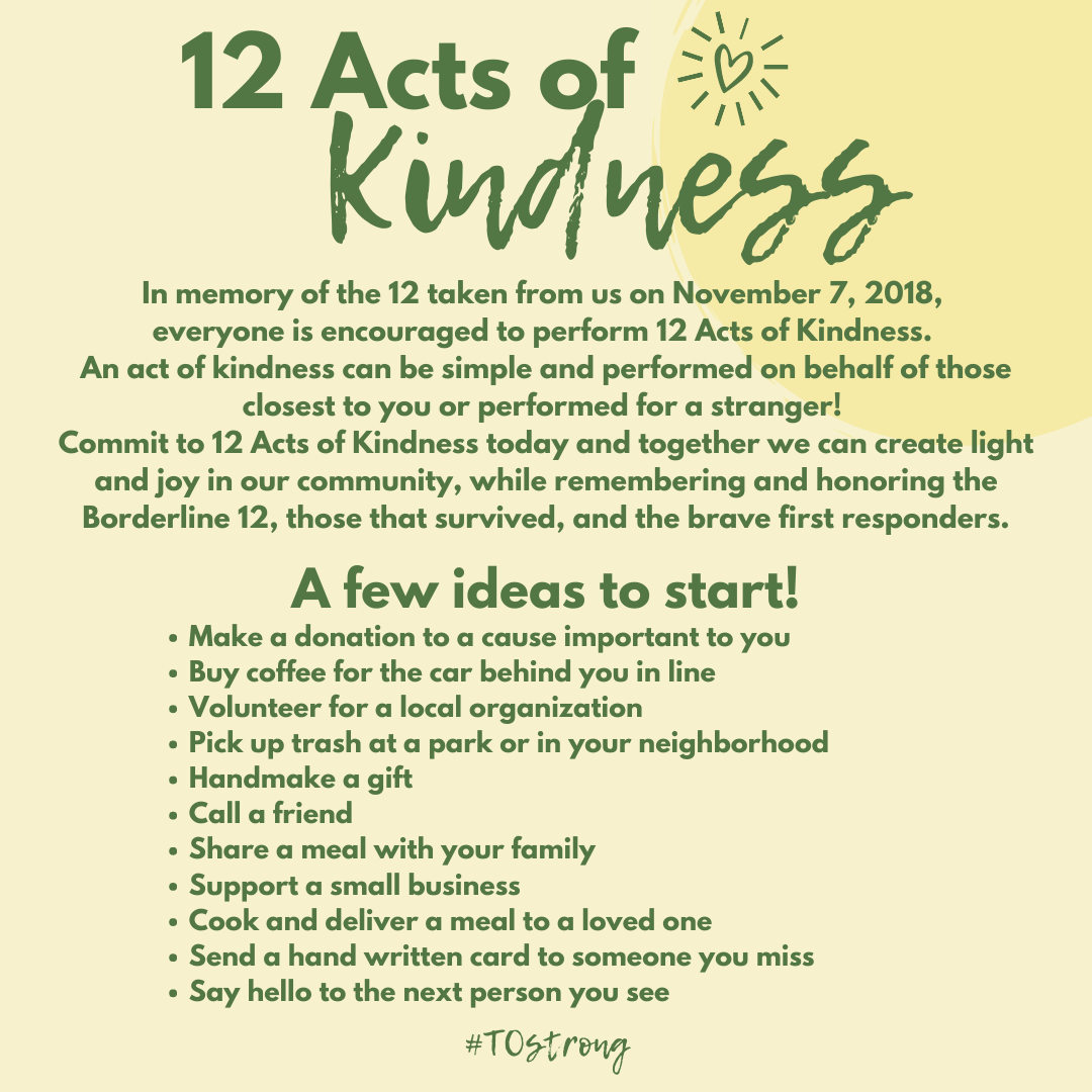 12 Acts of Kindness in Memory of the Borderline 12