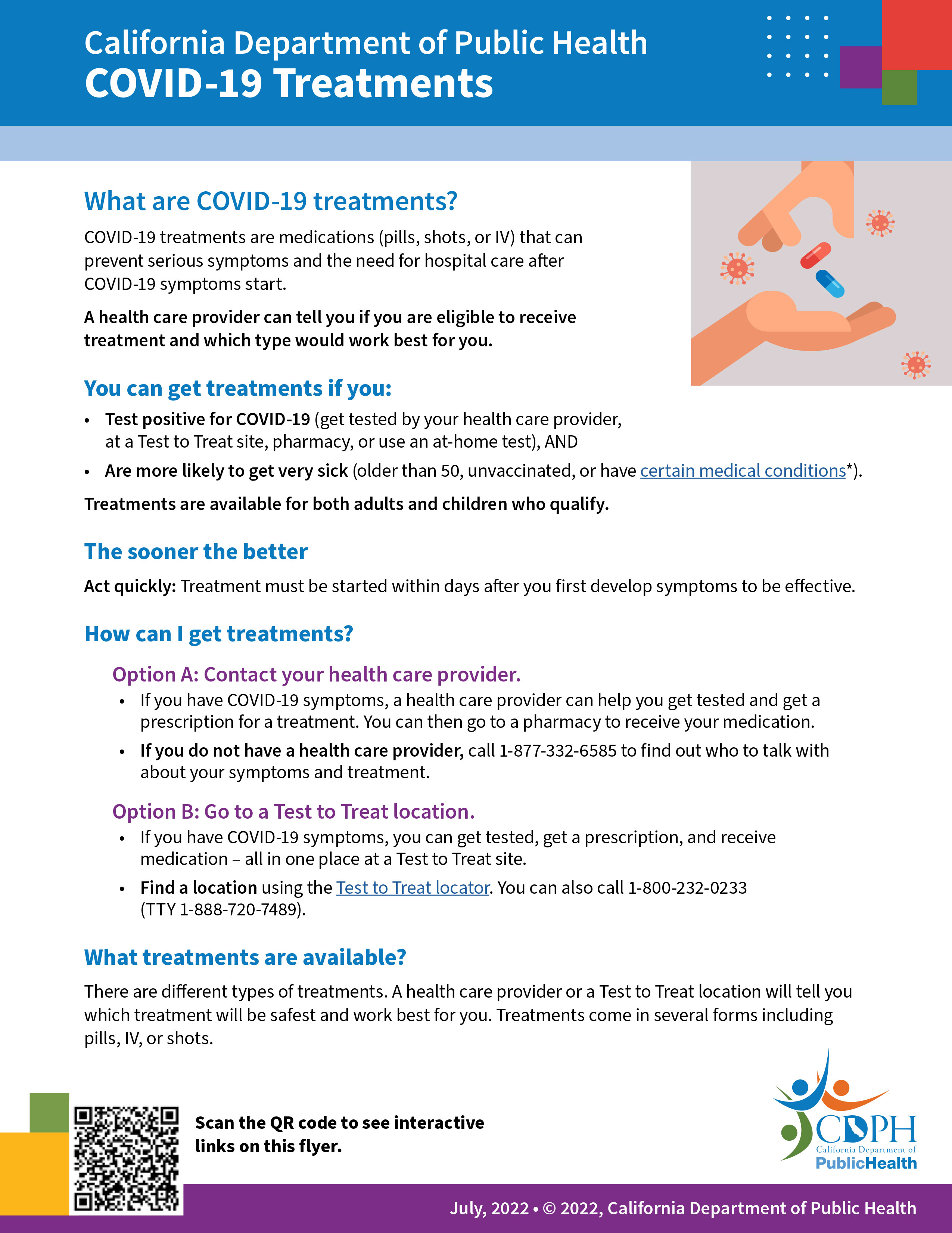 Flyer: CDPH COVID-19 Treatments